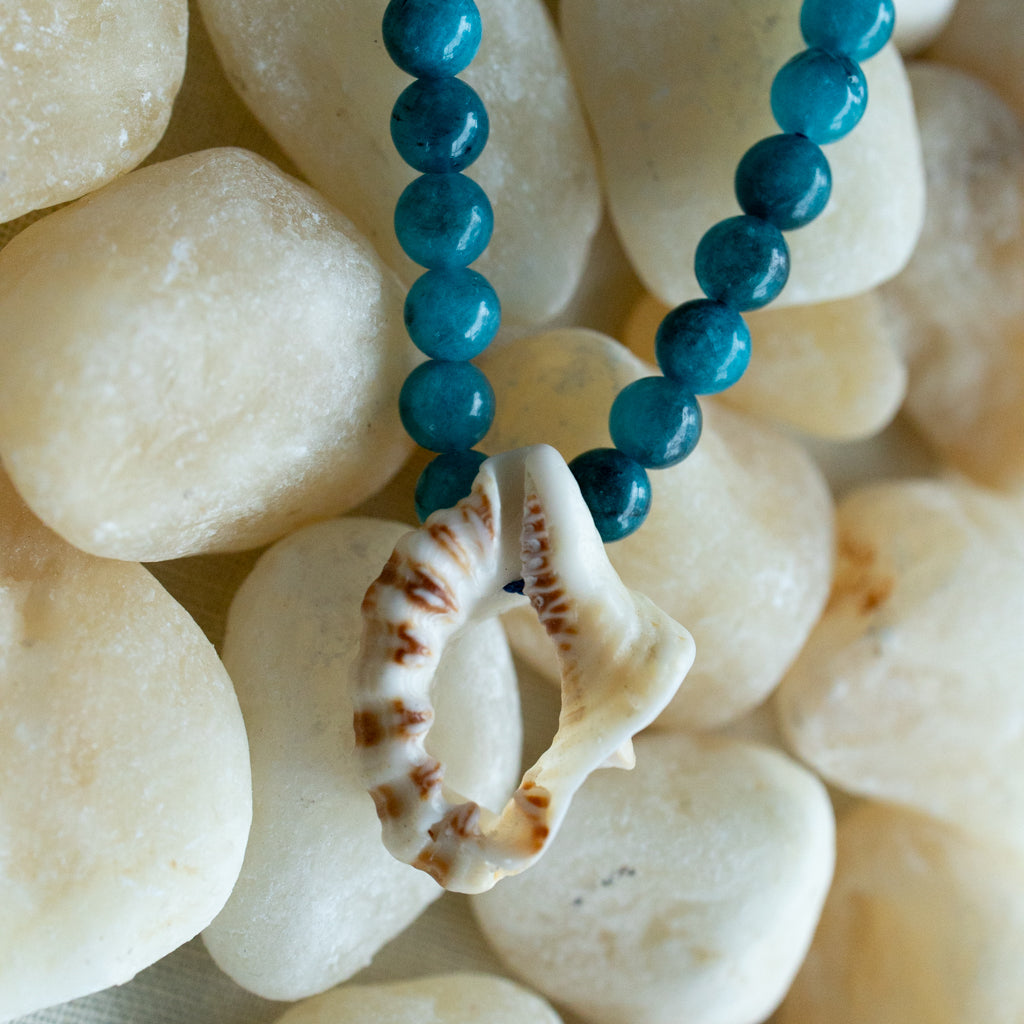Blue Apatite & Shell Necklace