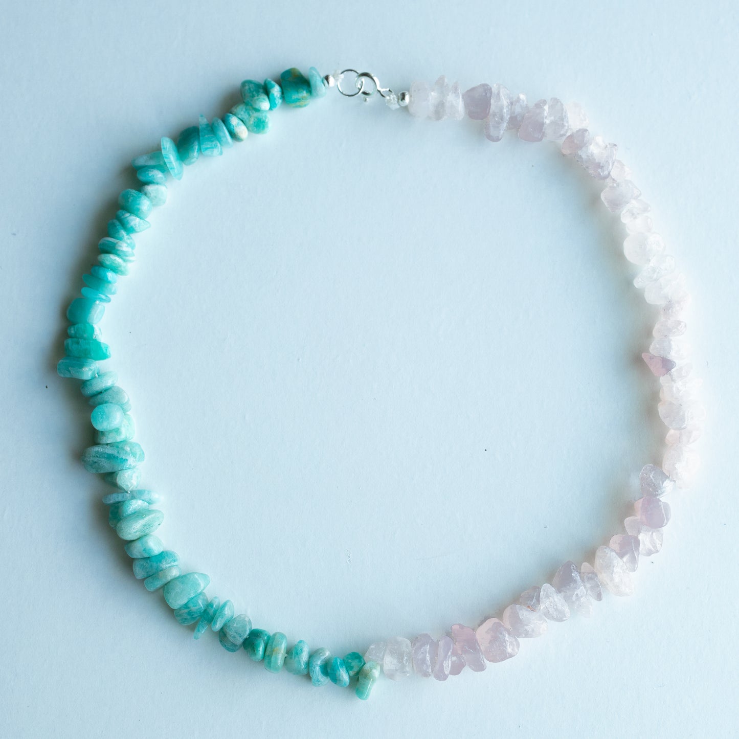 Amazonite & Rose Quartz Chip Bead Necklace