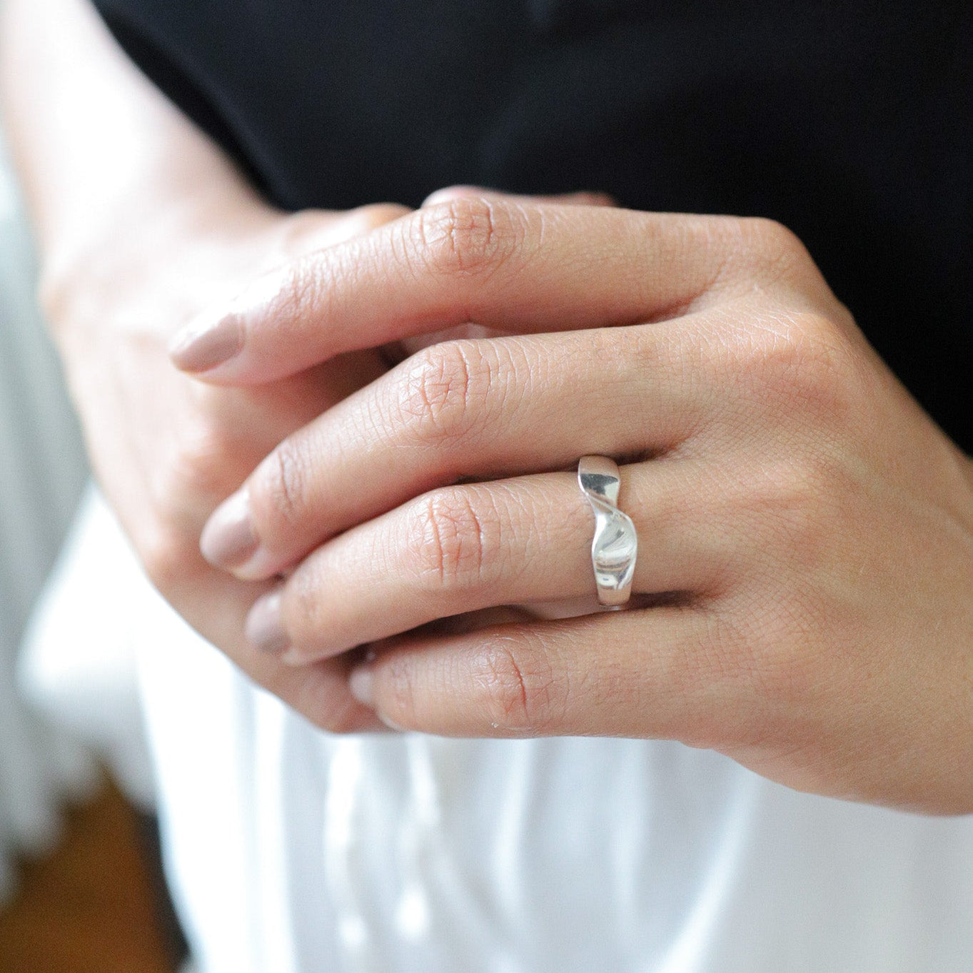 Silver Twisted Band Ring