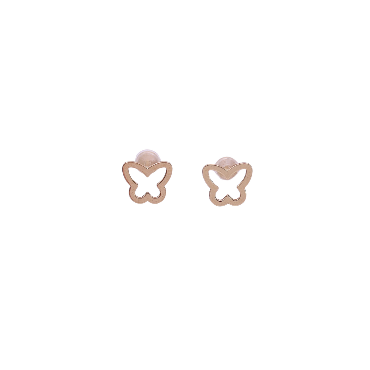 18k Solid Gold Butterfly Stud Earrings