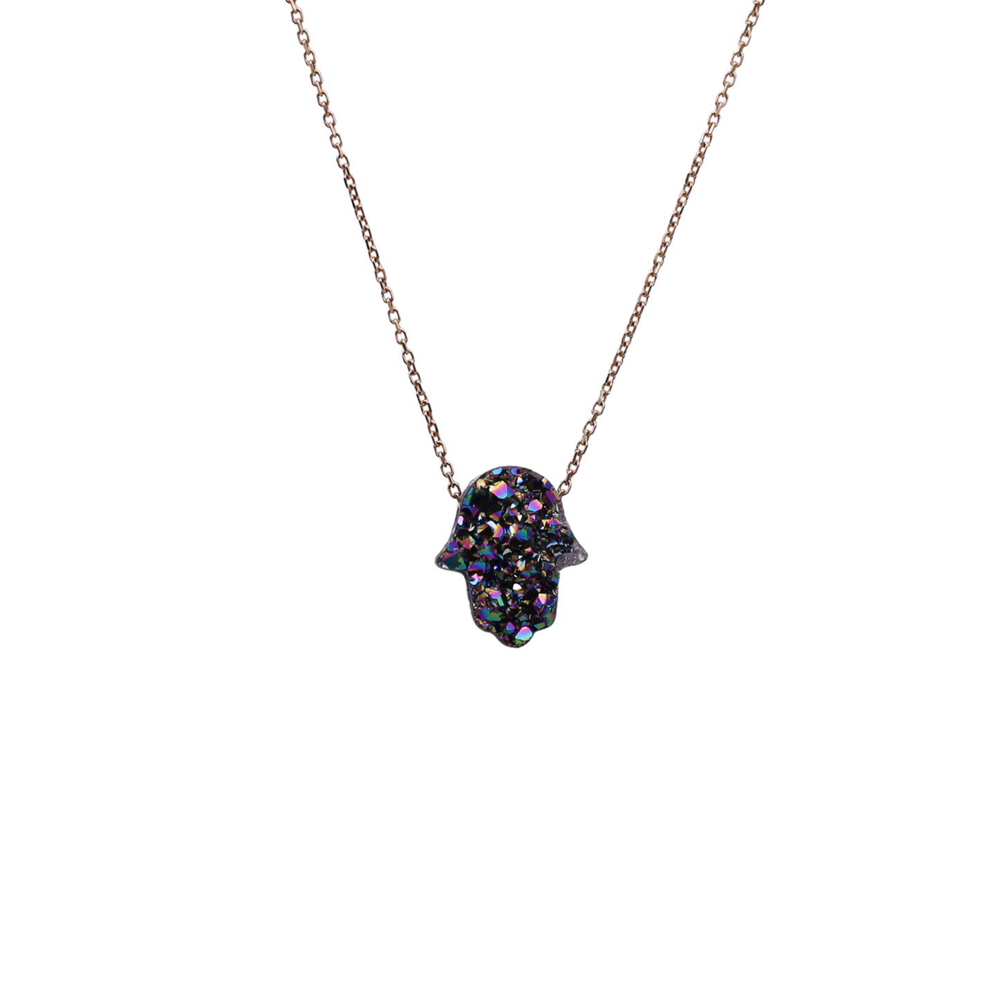 Solid 18k Gold Druzy Necklace