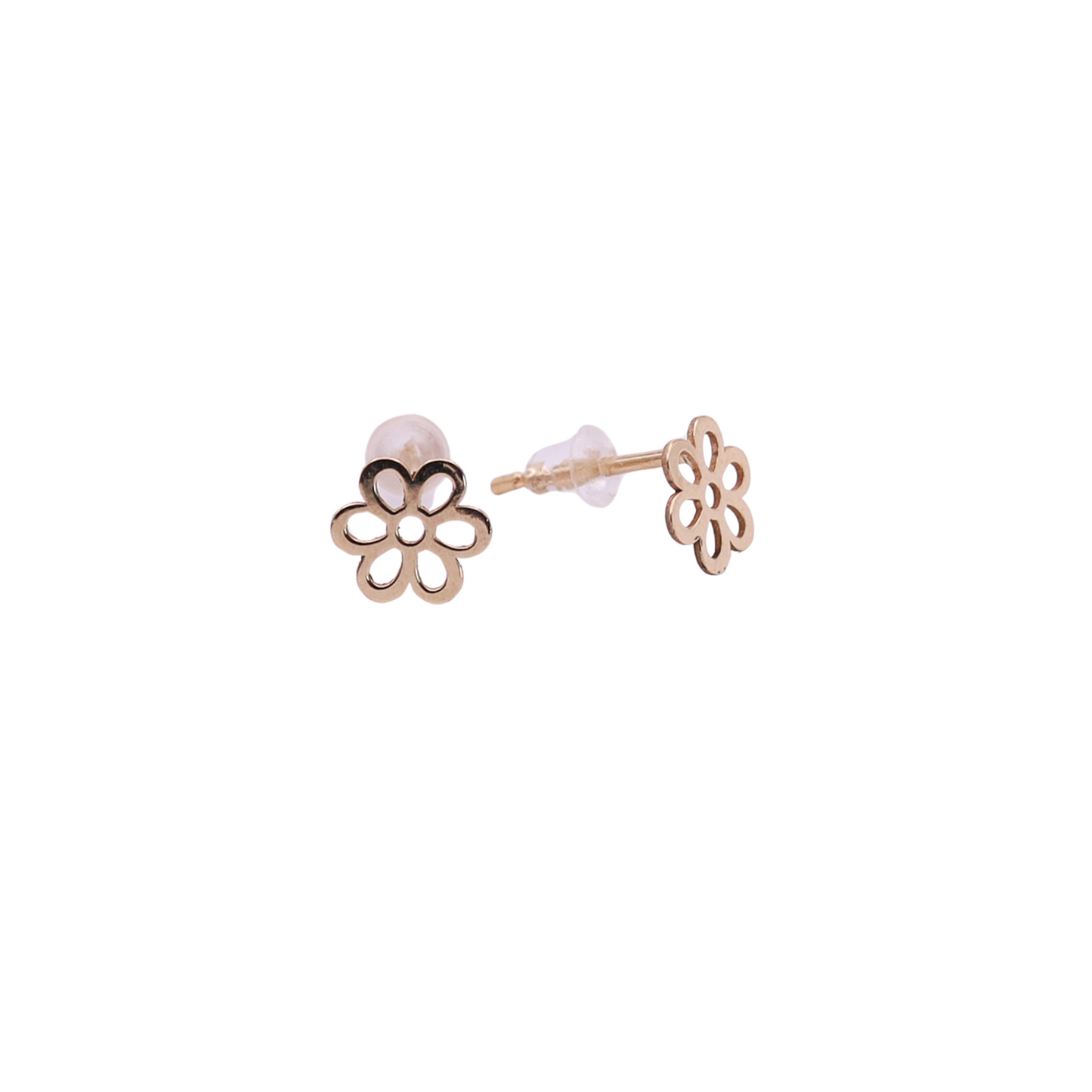 18k Solid Gold Flower Stud Earrings