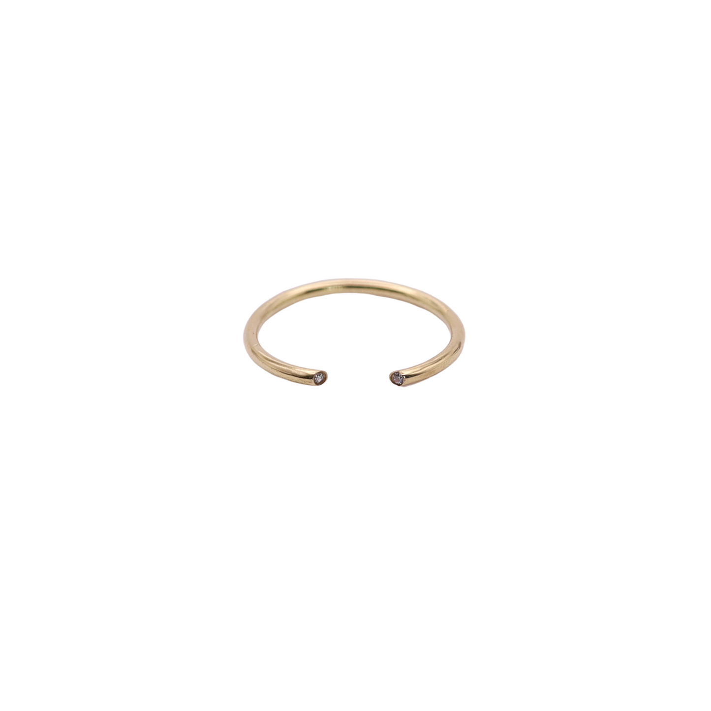 18k Solid Gold Two-Crystal Ring