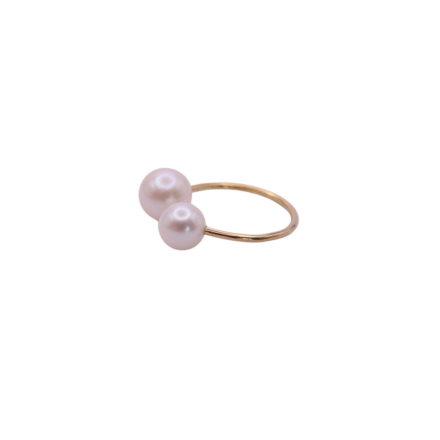 Solid 18k Gold Two-Pearl Ring