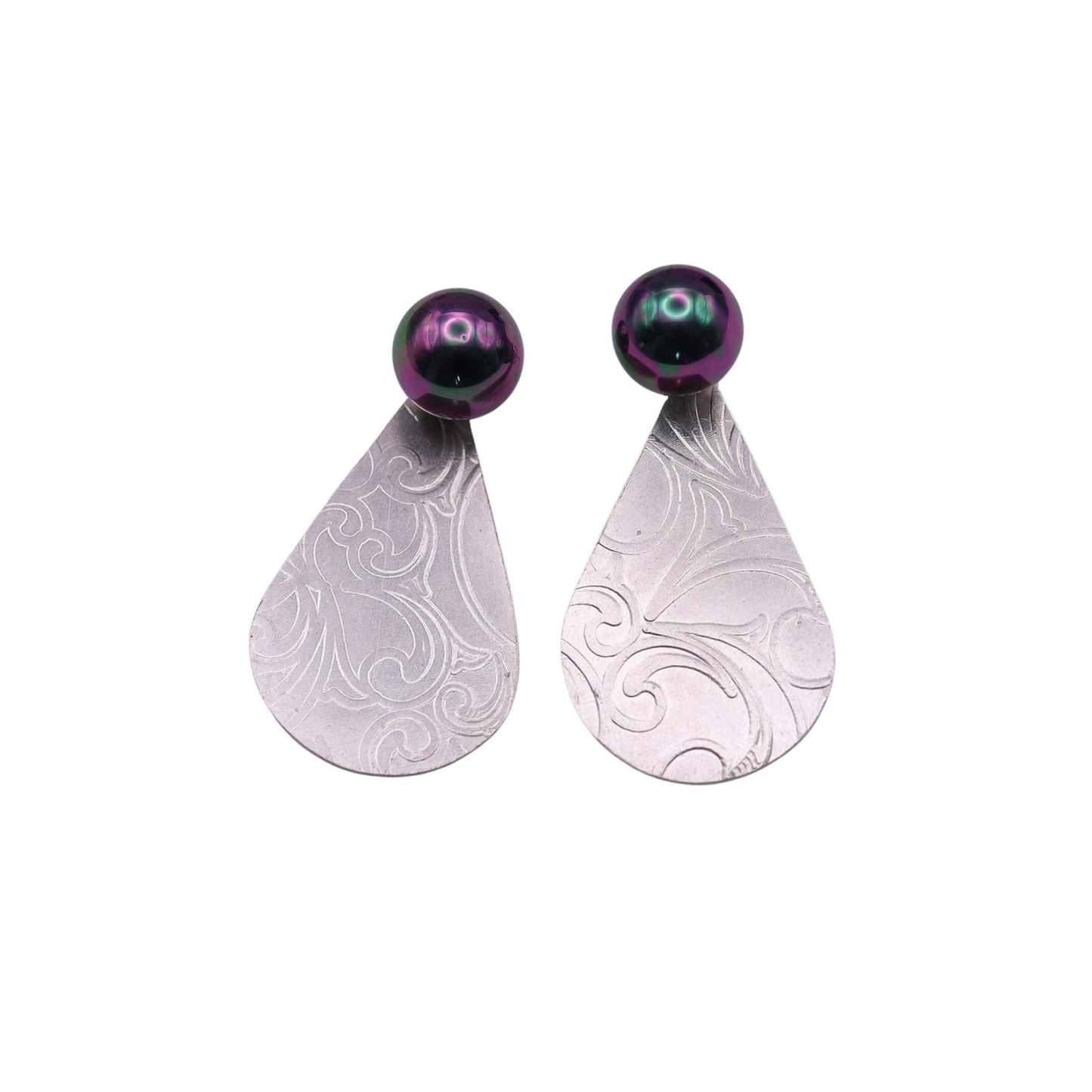 Texture Silver & Pearl Earrings