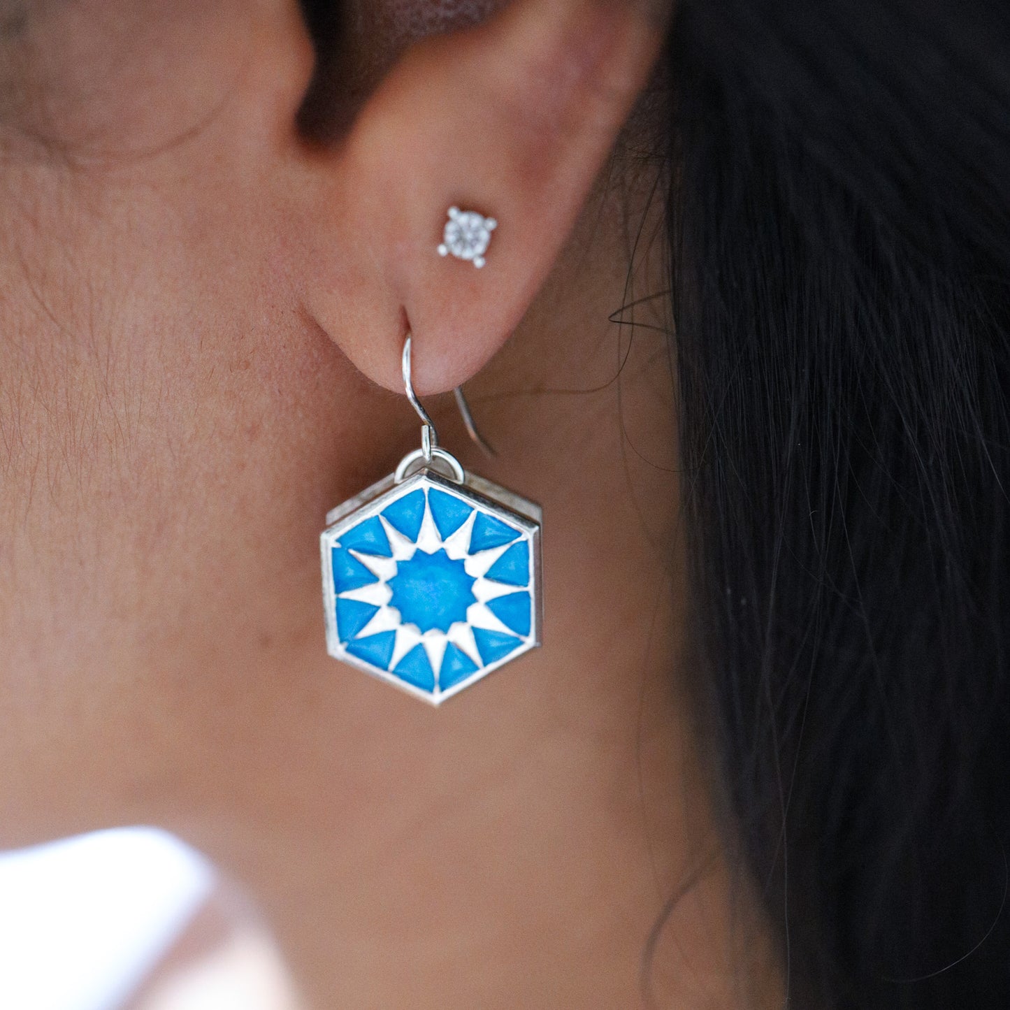 Tile design drop earrings