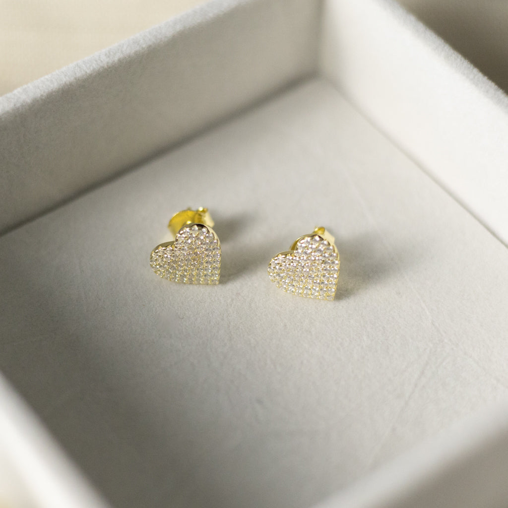 Heart-Shaped with Cubic Zirconia Stud Earrings