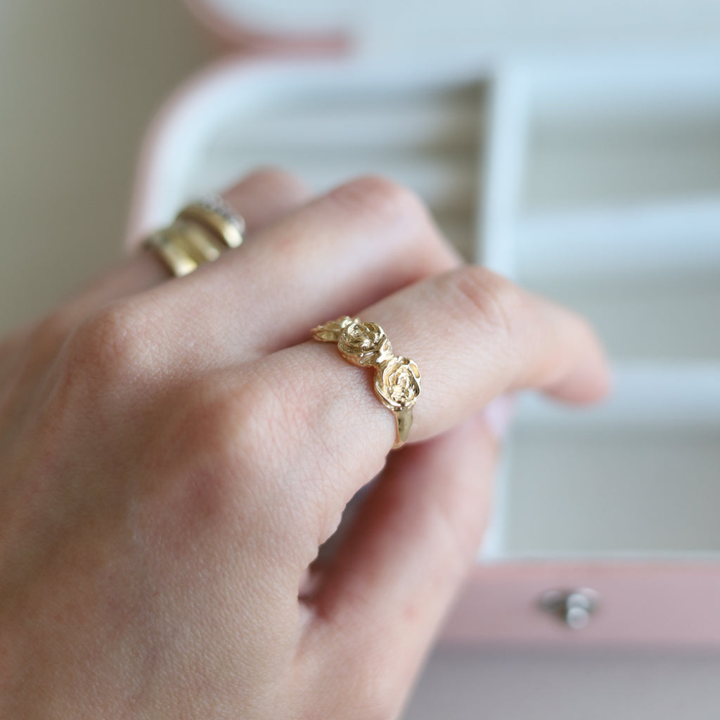 Anel Rosa Suprema em Ouro Amarelo 18k