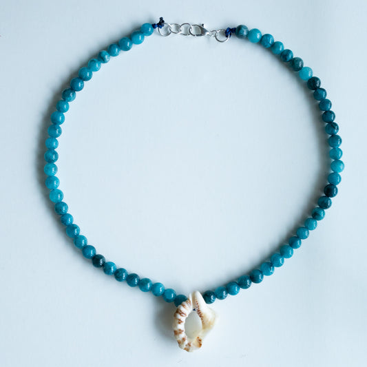 Blue Apatite & Shell Necklace
