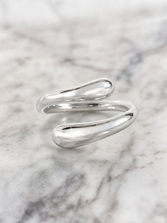Sculptural Fluid Open Wrap Ring