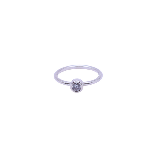 Simple Silver Ring with Bezel Stone