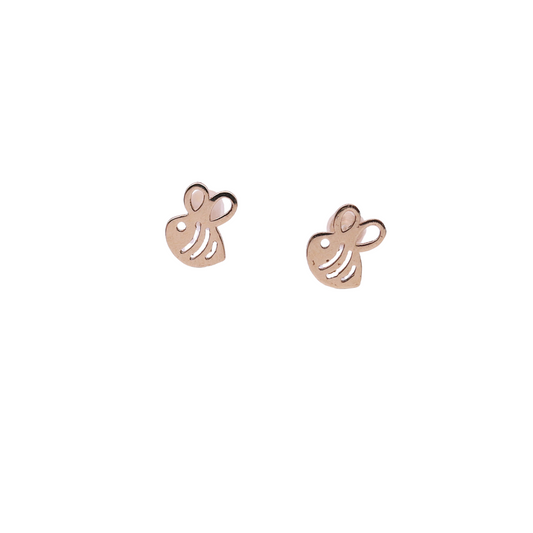Solid 18k Gold Bee Stud Earrings
