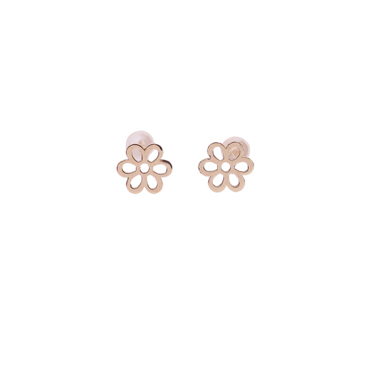 Solid 18k Gold Flower Stud Earrings