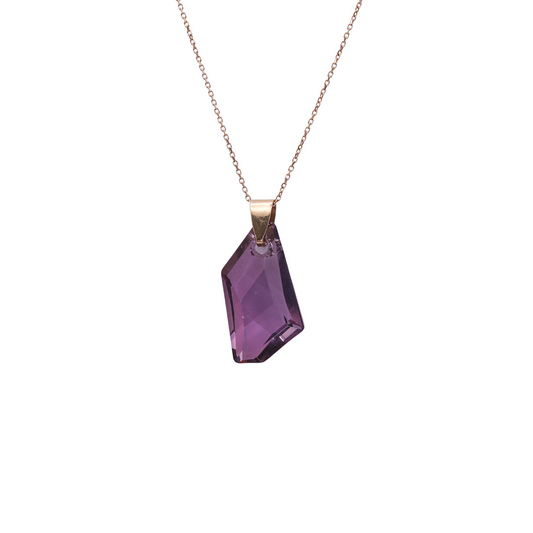 Solid 18k Gold Purple Swarovski Necklace