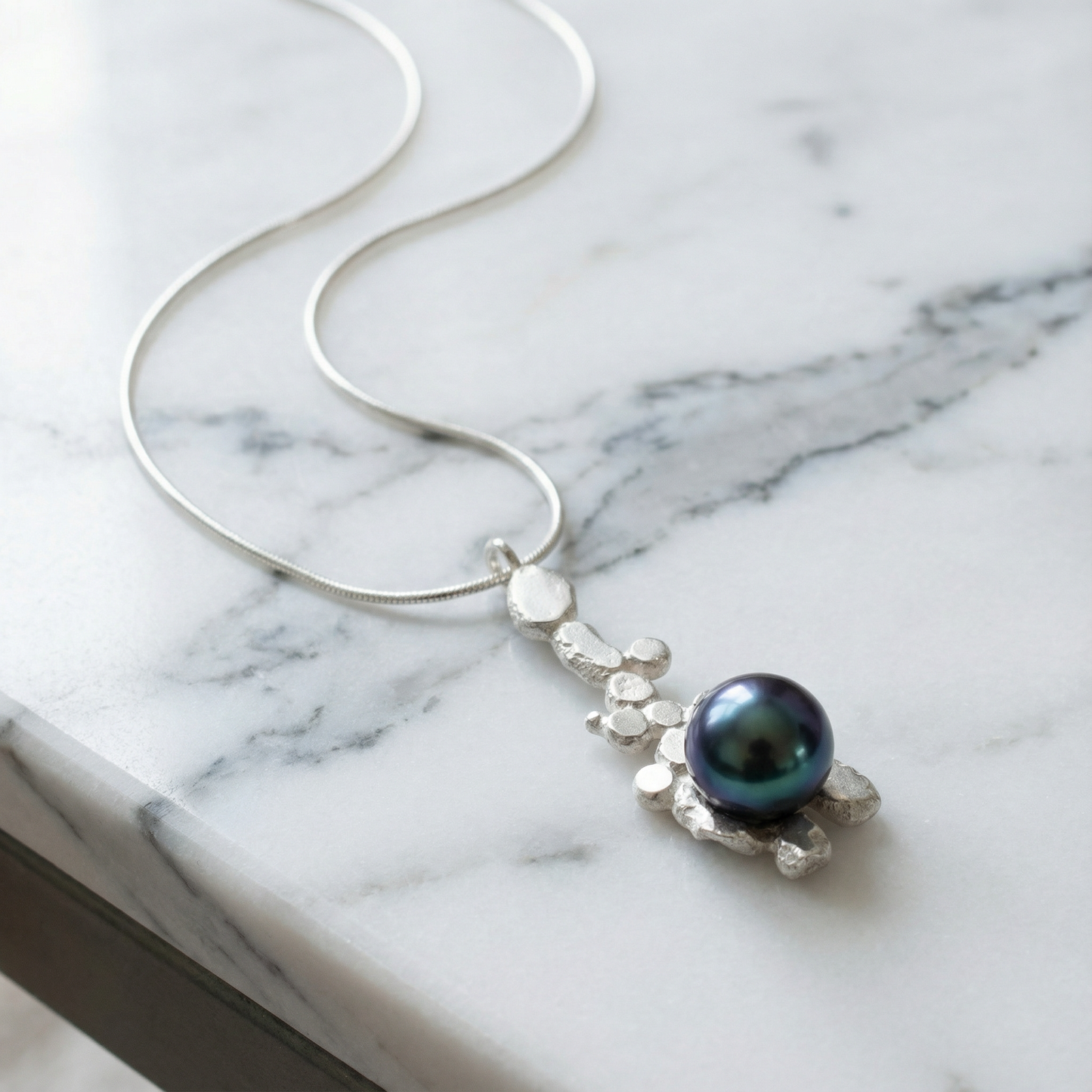 Abstract Blue Pearl Necklace