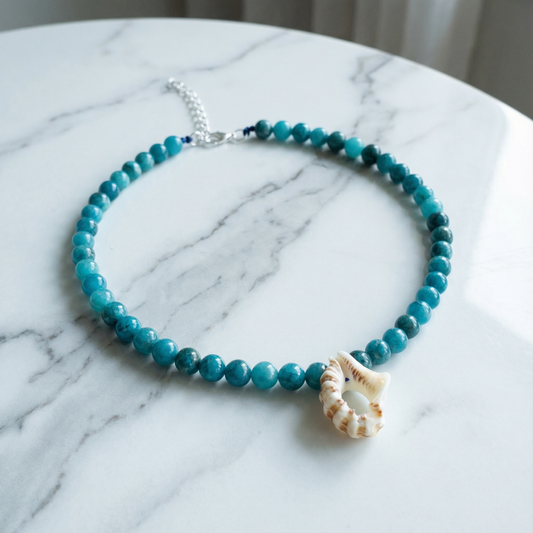 Blue Apatite & Shell Necklace