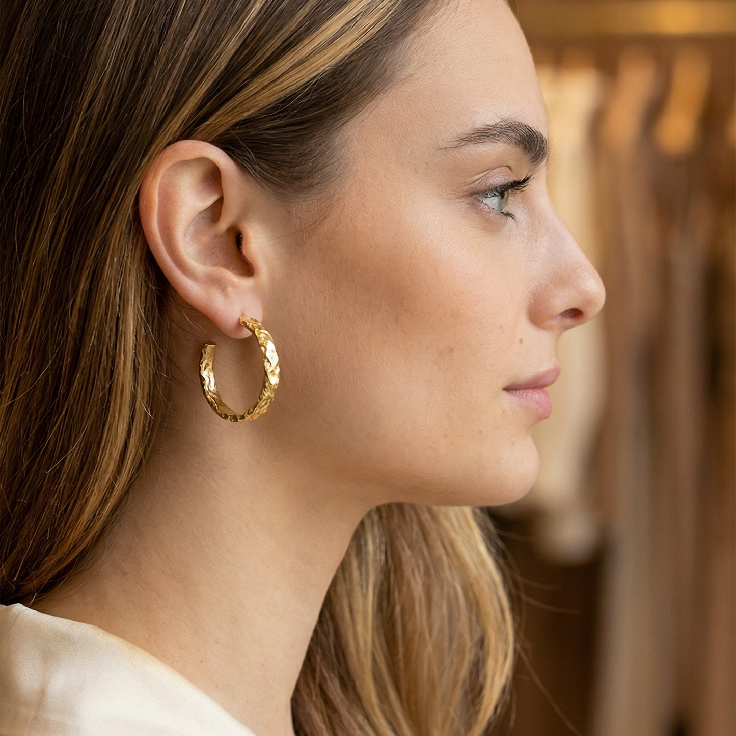Gabriella Textured Hoop Earrings