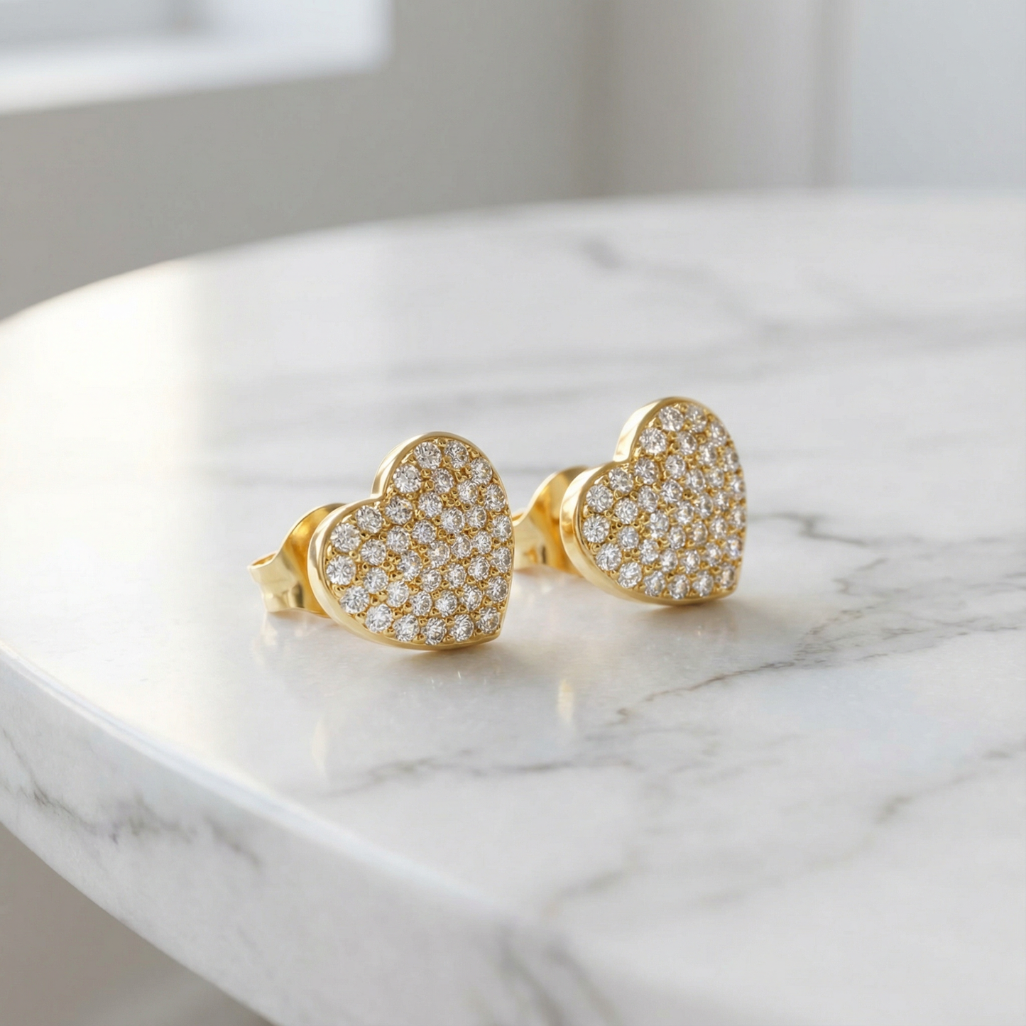 Heart-Shaped with Cubic Zirconia Stud Earrings