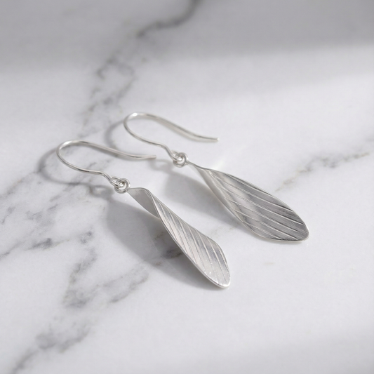 Twisted Leaf Sterling Silver Dangle Earrings