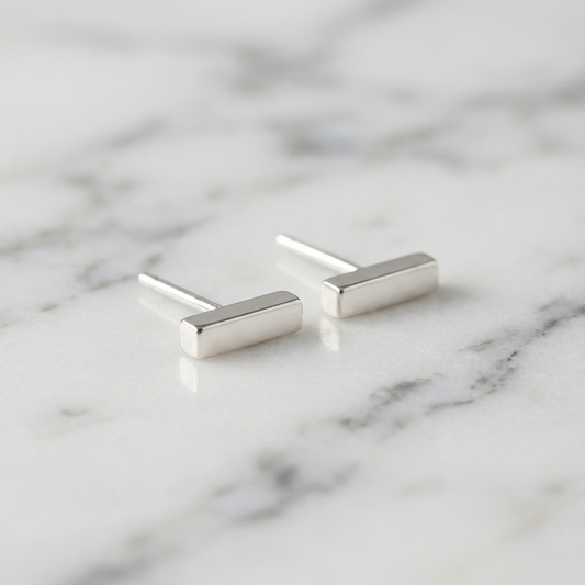 Tiny Sterling Silver Bar Stud Earrings