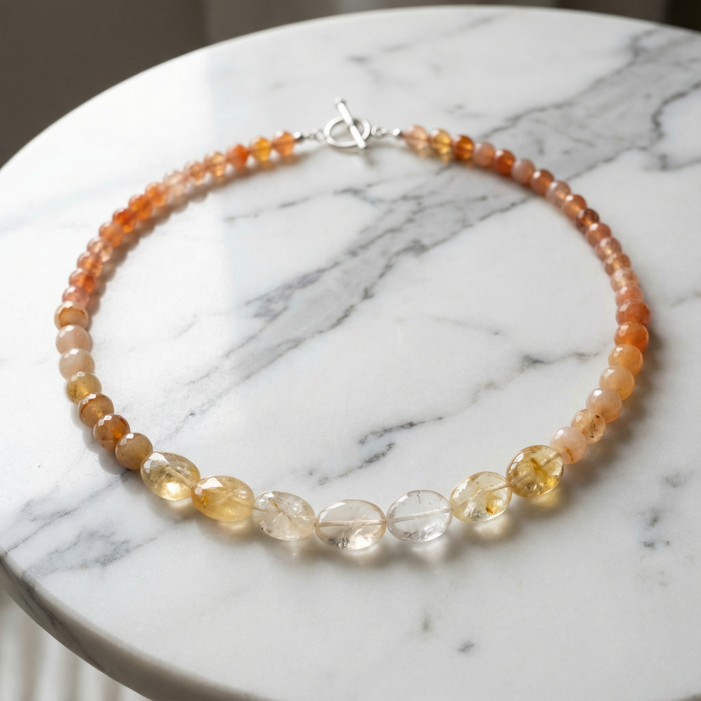 Sea Sand Necklace with Citrine & Quartz