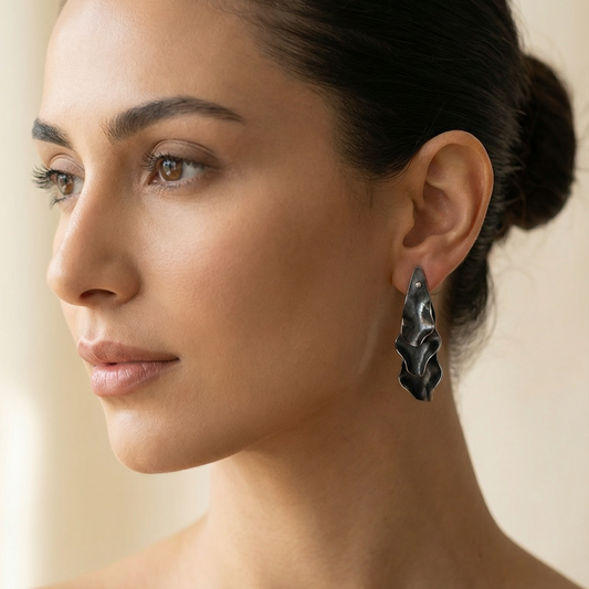 Textured Black Earrings