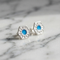 Tile Design Sterling Silver Stud Earrings