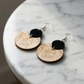 Wood & Black Floral Engraved Earrings